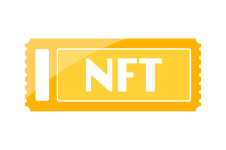 NFT or non-fungible token as golden ticket in vectorのイラスト素材