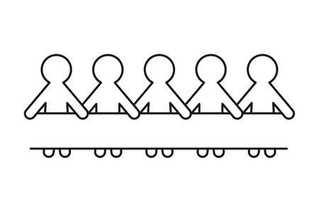 Paper people chain with copy space for kindergarten concept as outline vector iconのイラスト素材