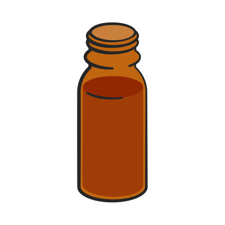 Amber glass bottle full in vector illustrationのイラスト素材