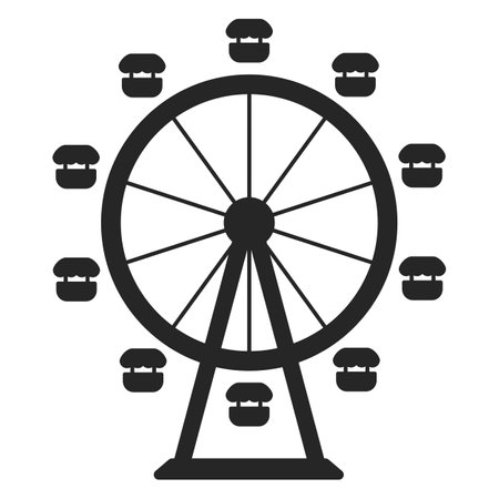 Ferris wheel for a fair or amusement park ride as a simple silhouette vector iconのイラスト素材