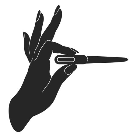 Nail technician hand holding nail file for manicure concept in vectorのイラスト素材