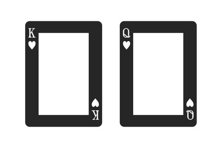 King and Queen of Hearts pair of playing cards as picture frame set in black fill vectorのイラスト素材
