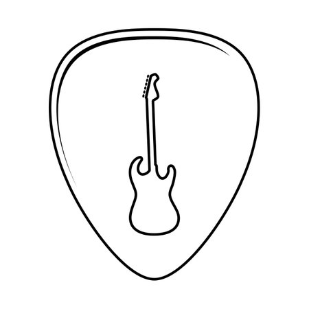 A guitar pick with a guitar image on it in line art style vectorのイラスト素材