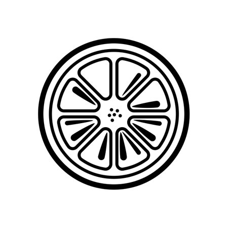 Cross section of a sliced orange in line art vector styleのイラスト素材