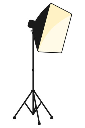 Professional photography lighting with a softbox on a stand for a photography studio in vectorのイラスト素材