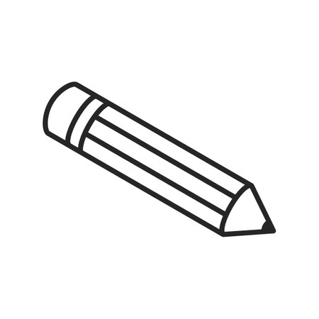 Classic wooden pencil used for school stationary supplies with eraser outline vector iconのイラスト素材