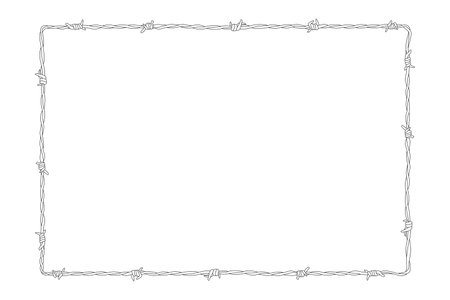 Barbed wire rectangle border frame outline vectorのイラスト素材