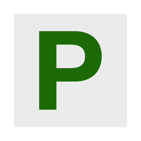 Green and white P plate provisional one driver sign used in Australia and the USA for new drivers to display on their car vectorのイラスト素材