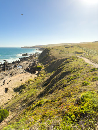 Coastal views along the Victor Harbor Heritage Trail on the Fleurieu Peninsula in South Australiaの写真素材