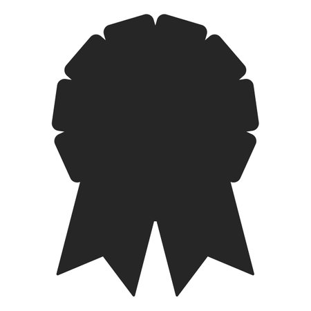 A blank award pin with ribbons for achievement silhouette vector illustrationのイラスト素材