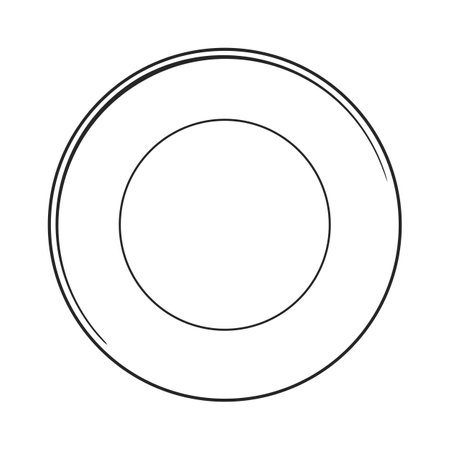 Top view of an empty round dinner plate vector outlineのイラスト素材