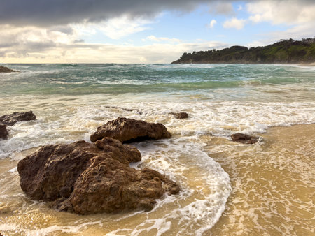 Sunrise at Point Lookout looking towards Frenchmans Beach on Stradbroke Islandの写真素材