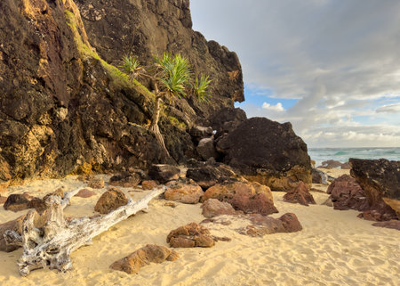 Sunrise at Point Lookout looking towards Frenchmans Beach on Stradbroke Islandの写真素材