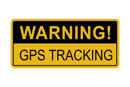 GPS satellite tracking yellow warning sticker or label vectorのイラスト素材