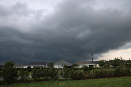 Storm clouds over a small town in the south of the United States.