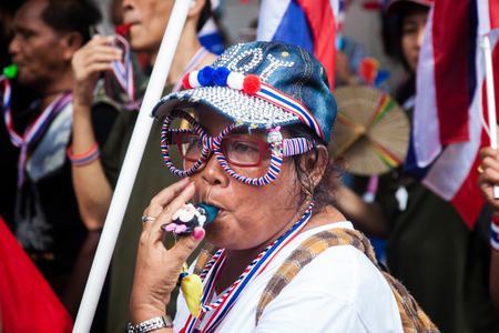 Antigovernment demonstration in Bangkok  29th March 2014のeditorial素材