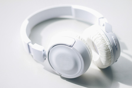 White headphones Isolated on white background.の写真素材