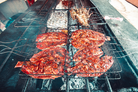 Seafood cooked on the grill. Indonesia, Baliの写真素材
