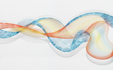 Abstract orange-blue waves on a white background