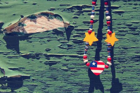 celebrate 4th of July with american flag necklaceの写真素材