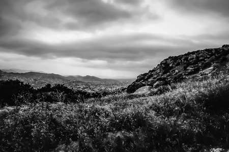 view from the top of the mountain with cloudy skyの写真素材