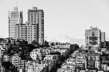 building in San Francisco,USA in black and white