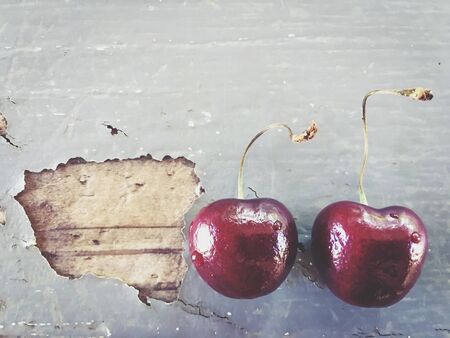 fresh cherry on the wooden table