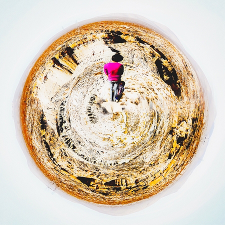 desert at red rock canyon, USA in small planet styleの写真素材