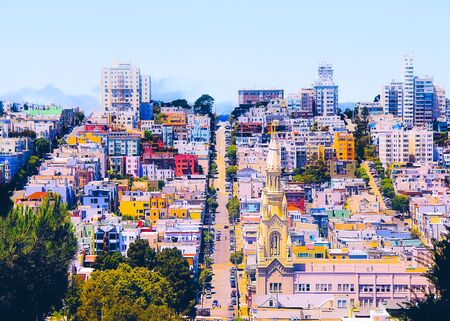 city view at San Francisco, USA,with blue skyの写真素材