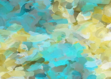 splash painting texture abstract background in yellow blueの写真素材