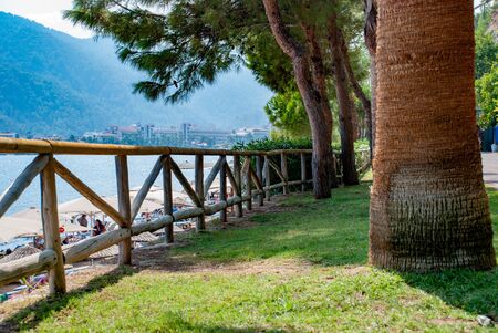 Wooden fence on the beachの写真素材