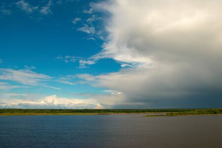 Clouds over the Kama Riverの写真素材