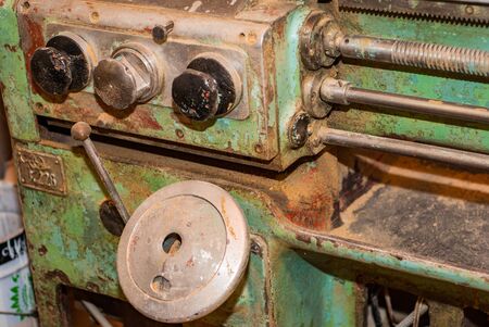 Lathe in the joinery workshop, the machine is old but workingの写真素材