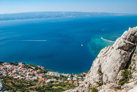 View of Omis beach from the fortress on the cliff