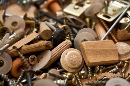 Bolts, screeds, holders for the shelf, dowels, screwsの写真素材