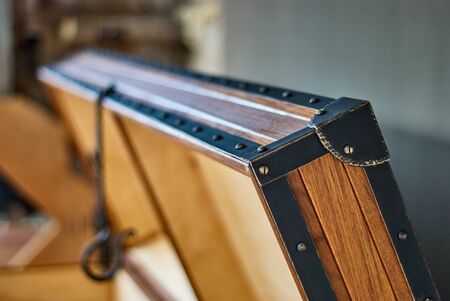 Wooden chest made of solid teak and aged metal