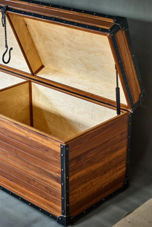 Wooden chest made of solid teak and aged metal