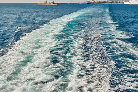 Foam seawater from the ship's spinning screwsの写真素材