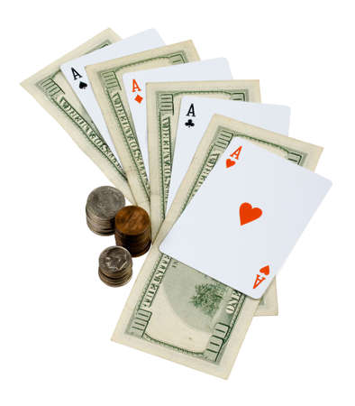 Four aces. Money and Cards