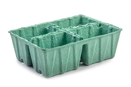 Biodegradable seedling pots isolated on white backgroundの写真素材