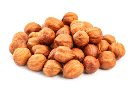 hazelnuts isolated on the white background.の写真素材