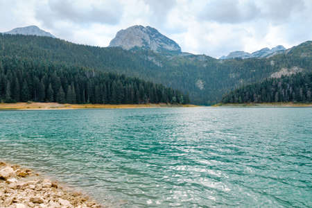 black lake in durmitor national park, montenegroの写真素材