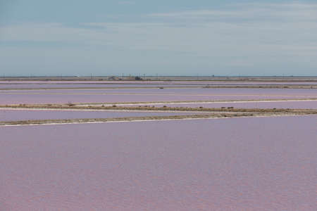 Saltwork in the salt fields in the camargue, the rhone delta in France, Europe
