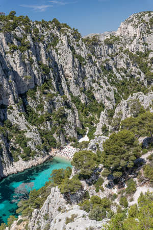 Beautiful Bay in the calaques national park at the mediterranean sea in France, Europeの写真素材