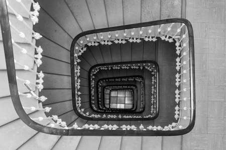 Beautiful stairs and stairwell in an historic, old building in Geneva, Switzerland