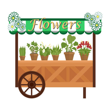 flowers cart icon illustrationのイラスト素材