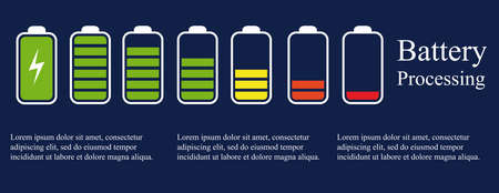Phone battery charge status flat symbols setのイラスト素材
