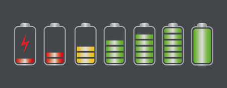 Phone battery charge status flat symbols setのイラスト素材