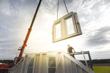 Construction of a Single Family Home with the Help of a Crane