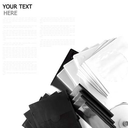 much boxes for CDs on the white backgroun (with sample text)の写真素材